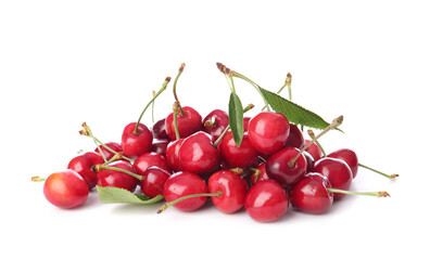 Fototapeta na wymiar Tasty sweet cherry on white background