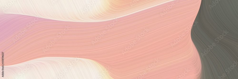 Poster abstract modern designed horizontal header with baby pink, dim gray and antique white colors. fluid curved lines with dynamic flowing waves and curves for poster or canvas
