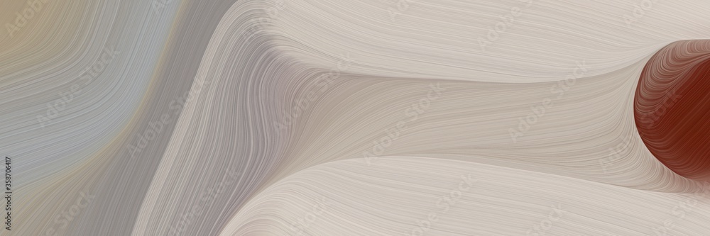 Poster abstract flowing horizontal banner with dark gray, ash gray and chocolate colors. fluid curved lines with dynamic flowing waves and curves for poster or canvas