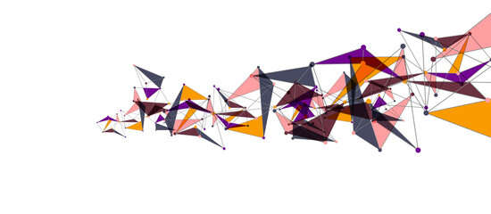 Fototapeta premium Line points connections, triangular technology design. Abstract geometric background