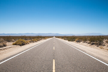 Empty road in Mojave Desert, California 