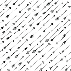 Seamless pattern with boho arrows. Perfect for your project, wedding invitation, greeting card, blogs, wallpaper, pattern, texture and more.