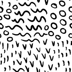 Simple digital drawing seamless pattern with different lines in doodle style. Great basic for print, badge, party invitation, banner, holidays cards, print, paper, design.