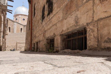 View from Barquq street to the Church of St. Mary of agony in the old city of Jerusalem, Israel