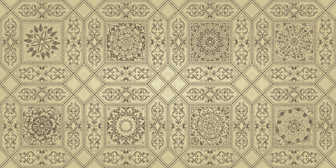 Seamless Victorian pattern. Floral Tile in turkish style. Hand drawn floral background. Vintage Wallpaper in damask style. Islam, Arabic, Indian, Ottoman motif. Seamless Patchwork. Vector illustration