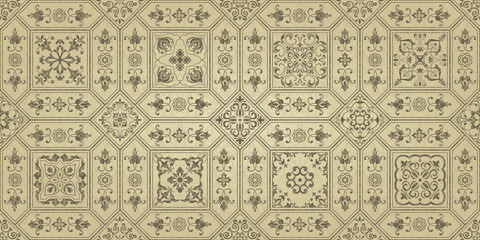 Seamless Victorian pattern. Floral Tile in turkish style. Hand drawn floral background. Vintage Wallpaper in damask style. Islam, Arabic, Indian, Ottoman motif. Seamless Patchwork. Vector illustration
