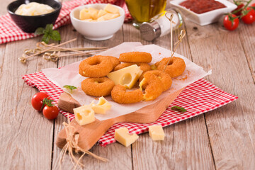 Fried cheese ring.
