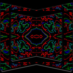 Abstract digital fractal pattern. Psychedelic wavy texture. Horizontal Black  background with 3D style,
