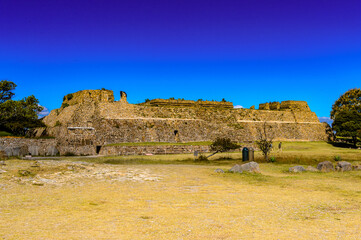 Part of Monte Alban, a large pre-Columbian archaeological site, Santa Cruz Xoxocotlan Municipality, Oaxaca State.  UNESCO World Heritage © Anton Ivanov Photo