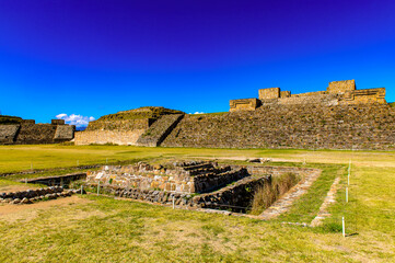 Fototapeta na wymiar The Altar, Monte Alban, a large pre-Columbian archaeological site, Santa Cruz Xoxocotlan Municipality, Oaxaca State. UNESCO World Heritage