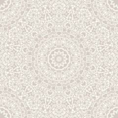  Seamless damask pattern with floral mandala in beige. Seamless victorian wallpaper. Vintage ornament for wallpaper, printing on the packaging paper, textiles