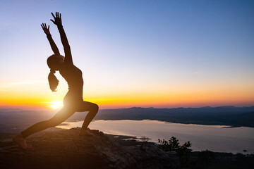 Silhouette Yoga on the Mountain