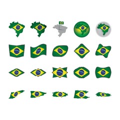set of brazil flag and map icons