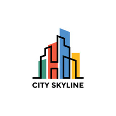 Letter H City Skyline Vector Logo Design