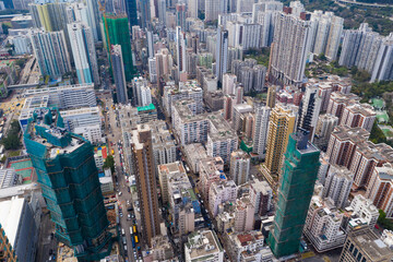 Top view of Hong Kong city