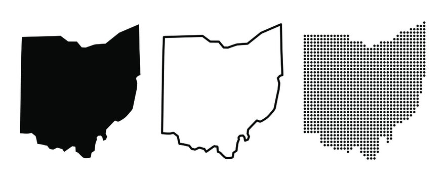 Ohio US state blank map vector solid black color and outline isolated on white background