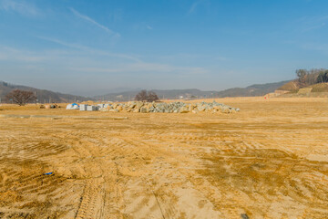 Grove of trees at construction site