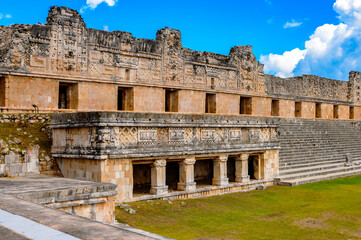 Building of The Nunnery, Uxmal, an ancient Maya city of the classical period. One of the most important archaeological sites of Maya culture. UNESCO World Heritage site