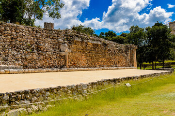 Fototapeta na wymiar Ball court, Uxmal, an ancient Maya city of the classical period. One of the most important archaeological sites of Maya culture. UNESCO World Heritage site