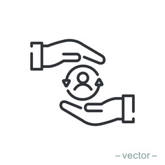Care customer icon, total inclusive service, line symbol on white background - editable stroke vector illustration eps10