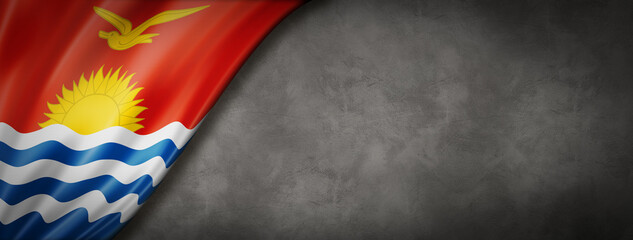 Kiribati flag on concrete wall banner