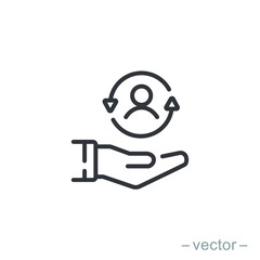 Care customer icon, total inclusive service, line symbol on white background - editable stroke vector illustration eps10