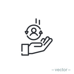 Care customer icon, total inclusive service, line symbol on white background - editable stroke vector illustration eps10