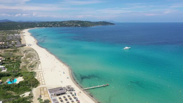 Var department, Ramatuelle - Saint Tropez, Aerial view of Pampelonne beach, the famous beach located on French Riviera