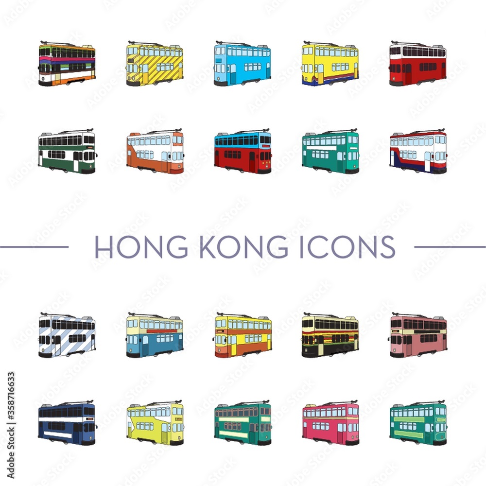 Wall mural hong kong icons