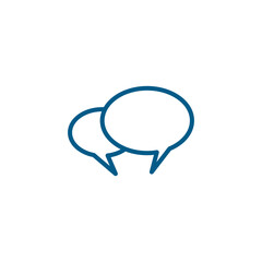 Speech Bubble Line Blue Icon On White Background. Blue Flat Style Vector Illustration.