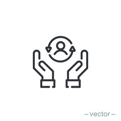 Care customer icon, total inclusive service, line symbol on white background - editable stroke vector illustration eps10