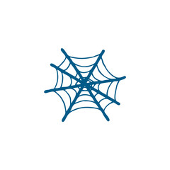 Spider Net Blue Icon On White Background. Blue Flat Style Vector Illustration.