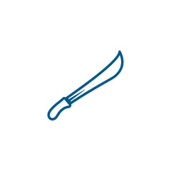 Sword Line Blue Icon On White Background. Blue Flat Style Vector Illustration.