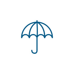 Umbrella Line Blue Icon On White Background. Blue Flat Style Vector Illustration