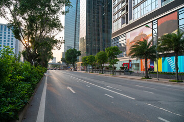Fototapeta premium Hanoi cityscape with modern buildings on Kim Ma street at sunset