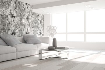 modern room with sofa,table,vase and lamp interior design. 3D illustration