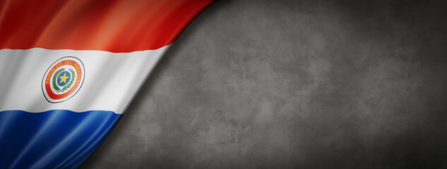 Paraguayan flag on concrete wall banner