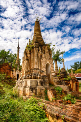 It's Shwe Indein Pagoda, a group of Buddhist pagodas in the village of Indein, near Ywama and Inlay Lake in Shan State, Burma