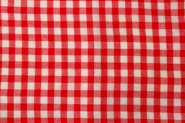 Close View of  Red and white Tablecloth