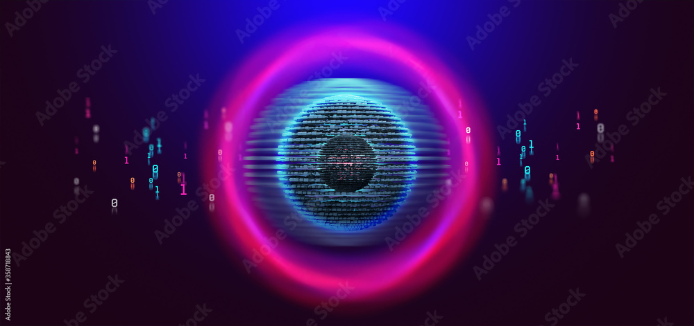 Poster Artificial Intelligence. Computer mind. Futuristic Data center. Quantum processor abstract concept 3d illustration. Digital Brain and Future Technologies
