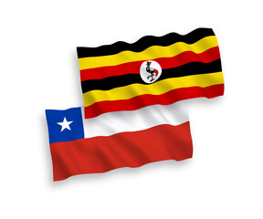 Flags of Chile and Uganda on a white background