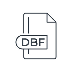 DBF File Format Icon. DBF extension line icon.