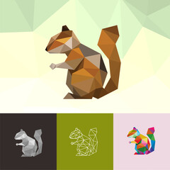 CHIPMUNK ANIMAL PET POP ART LOW POLY LINE LOGO ICON SYMBOL. TRIANGLE GEOMETRIC POLYGON