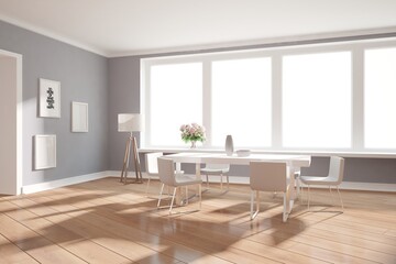 Naklejka na ściany i meble modern dinner room interior design. 3D illustration