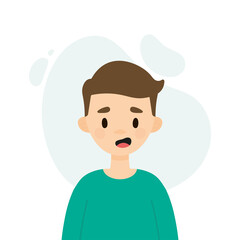 Happy boy on a white background.  Avatar of a young man talking.