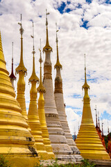 It's Shwe Indein Pagoda, a group of Buddhist pagodas in the village of Indein, near Ywama and Inlay Lake in Shan State, Burma