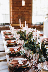 Beautiful wedding table decoration and setting