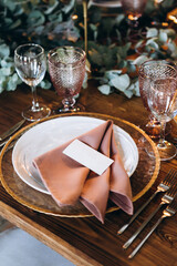 Beautiful wedding table decoration and setting