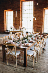 Beautiful wedding table decoration and setting