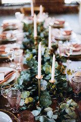 Beautiful wedding table decoration and setting